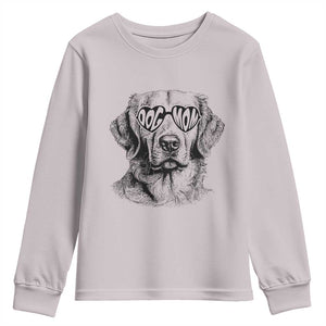 Funny Golden Retirever Dog Mom Youth Sweatshirt Heart Shaped Sunglasses TS11 Ice Gray Print Your Wear