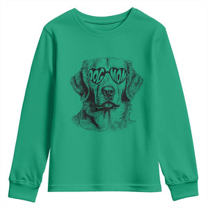 Funny Golden Retirever Dog Mom Youth Sweatshirt Heart Shaped Sunglasses TS11 Irish Green Print Your Wear