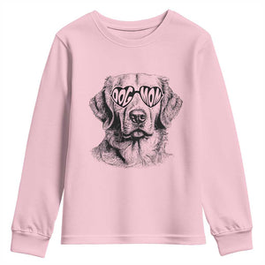 Funny Golden Retirever Dog Mom Youth Sweatshirt Heart Shaped Sunglasses TS11 Light Pink Print Your Wear