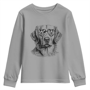 Funny Golden Retirever Dog Mom Youth Sweatshirt Heart Shaped Sunglasses TS11 Sport Gray Print Your Wear