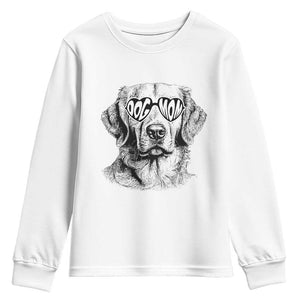 Funny Golden Retirever Dog Mom Youth Sweatshirt Heart Shaped Sunglasses TS11 White Print Your Wear