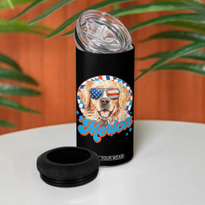 Funny Golden Retriever Merica 4 in 1 Can Cooler Tumbler 4th of July Dog Mom Dad Patriotic USA Retro 90s TS10 Print Your Wear