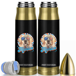 Funny Golden Retriever Merica Bullet Tumbler 4th of July Dog Mom Dad Patriotic USA Retro 90s TS10 Black Print Your Wear