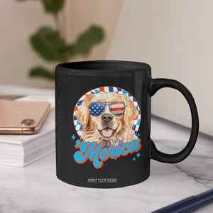 Funny Golden Retriever Merica Coffee Mug 4th of July Dog Mom Dad Patriotic USA Retro 90s TS10 Print Your Wear