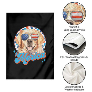 Funny Golden Retriever Merica Garden Flag 4th of July Dog Mom Dad Patriotic USA Retro 90s TS10 Print Your Wear