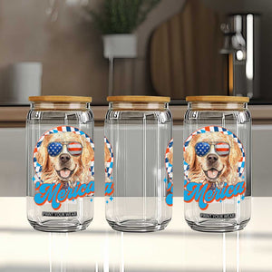 Funny Golden Retriever Merica Glass Can 4th of July Dog Mom Dad Patriotic USA Retro 90s TS10 Print Your Wear