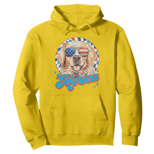 Funny Golden Retriever Merica Hoodie 4th of July Dog Mom Dad Patriotic USA Retro 90s TS10 Daisy Print Your Wear