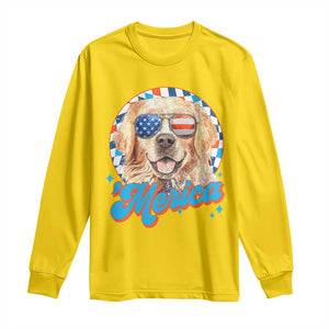 Funny Golden Retriever Merica Long Sleeve Shirt 4th of July Dog Mom Dad Patriotic USA Retro 90s TS10 Daisy Print Your Wear