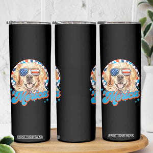 Funny Golden Retriever Merica Skinny Tumbler 4th of July Dog Mom Dad Patriotic USA Retro 90s TS10 Print Your Wear