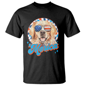 Funny Golden Retriever Merica T Shirt 4th of July Dog Mom Dad Patriotic USA Retro 90s TS10 Black Print Your Wear