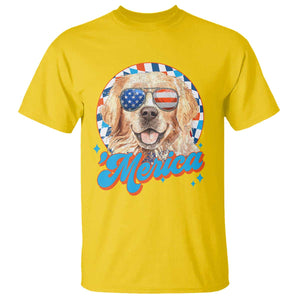 Funny Golden Retriever Merica T Shirt 4th of July Dog Mom Dad Patriotic USA Retro 90s TS10 Daisy Print Your Wear