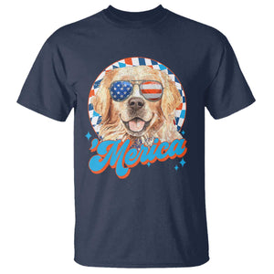 Funny Golden Retriever Merica T Shirt 4th of July Dog Mom Dad Patriotic USA Retro 90s TS10 Navy Print Your Wear