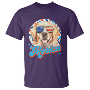 Funny Golden Retriever Merica T Shirt 4th of July Dog Mom Dad Patriotic USA Retro 90s TS10 Purple Print Your Wear