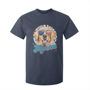 Funny Golden Retriever Merica T Shirt For Kid 4th of July Dog Mom Dad Patriotic USA Retro 90s TS10 Navy Print Your Wear