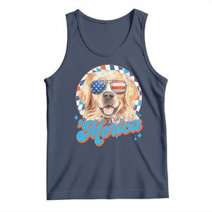 Funny Golden Retriever Merica Tank Top 4th of July Dog Mom Dad Patriotic USA Retro 90s TS10 Navy Print Your Wear