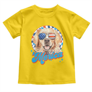 Funny Golden Retriever Merica Toddler T Shirt 4th of July Dog Mom Dad Patriotic USA Retro 90s TS10 Daisy Print Your Wear