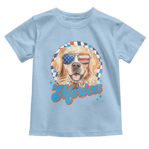 Funny Golden Retriever Merica Toddler T Shirt 4th of July Dog Mom Dad Patriotic USA Retro 90s TS10 Light Blue Print Your Wear