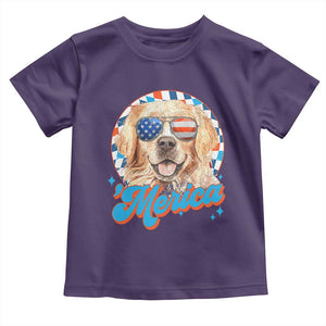 Funny Golden Retriever Merica Toddler T Shirt 4th of July Dog Mom Dad Patriotic USA Retro 90s TS10 Purple Print Your Wear