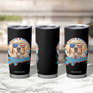 Funny Golden Retriever Merica Tumbler Cup 4th of July Dog Mom Dad Patriotic USA Retro 90s TS10 Print Your Wear