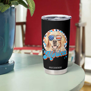 Funny Golden Retriever Merica Tumbler Cup 4th of July Dog Mom Dad Patriotic USA Retro 90s TS10 Print Your Wear
