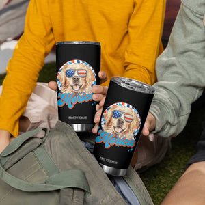 Funny Golden Retriever Merica Tumbler Cup 4th of July Dog Mom Dad Patriotic USA Retro 90s TS10 Print Your Wear