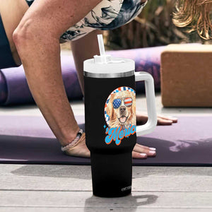 Funny Golden Retriever Merica Tumbler With Handle 4th of July Dog Mom Dad Patriotic USA Retro 90s TS10 Print Your Wear