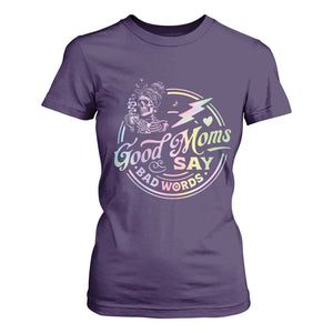 Funny Good Moms Say Bad Words T Shirt For Women Mother's Day Messy Bun Skeleton TS11 Purple Print Your Wear