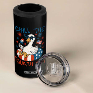 Funny Goose 4th of July 4 in 1 Can Cooler Tumbler Chill the Fourth Out Patriotic Humor with Summer Vibes TS02 Print Your Wear