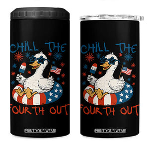 Funny Goose 4th of July 4 in 1 Can Cooler Tumbler Chill the Fourth Out Patriotic Humor with Summer Vibes TS02 One Size: 16 oz Black Print Your Wear