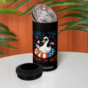 Funny Goose 4th of July 4 in 1 Can Cooler Tumbler Chill the Fourth Out Patriotic Humor with Summer Vibes TS02 Print Your Wear
