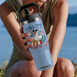 Funny Goose 4th of July Flip Straw Tumbler Chill the Fourth Out Patriotic Humor with Summer Vibes TS02 One Size: 30 oz Light Blue Print Your Wear