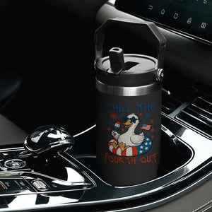 Funny Goose 4th of July Flip Straw Tumbler Chill the Fourth Out Patriotic Humor with Summer Vibes TS02 Print Your Wear
