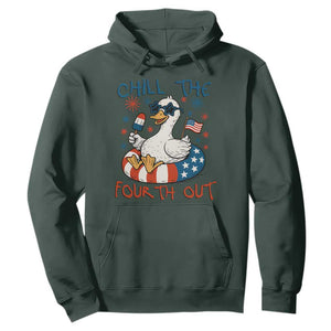 Funny Goose 4th of July Hoodie Chill the Fourth Out Patriotic Humor with Summer Vibes TS02 Dark Forest Green Print Your Wear