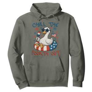 Funny Goose 4th of July Hoodie Chill the Fourth Out Patriotic Humor with Summer Vibes TS02 Military Green Print Your Wear