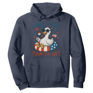 Funny Goose 4th of July Hoodie Chill the Fourth Out Patriotic Humor with Summer Vibes TS02 Navy Print Your Wear