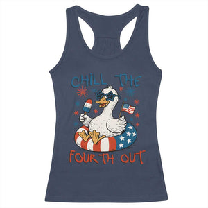 Funny Goose 4th of July Racerback Tank Top Chill the Fourth Out Patriotic Humor with Summer Vibes TS02 Navy Print Your Wear