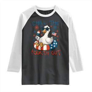 Funny Goose 4th of July Raglan Shirt Chill the Fourth Out Patriotic Humor with Summer Vibes TS02 Black White Print Your Wear