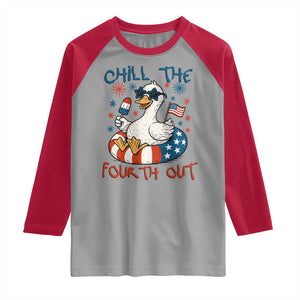 Funny Goose 4th of July Raglan Shirt Chill the Fourth Out Patriotic Humor with Summer Vibes TS02 Sport Gray Red Print Your Wear