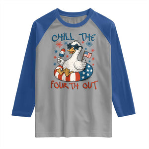 Funny Goose 4th of July Raglan Shirt Chill the Fourth Out Patriotic Humor with Summer Vibes TS02 Sport Gray Royal Print Your Wear