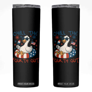 Funny Goose 4th of July Skinny Tumbler Chill the Fourth Out Patriotic Humor with Summer Vibes TS02 Black Print Your Wear
