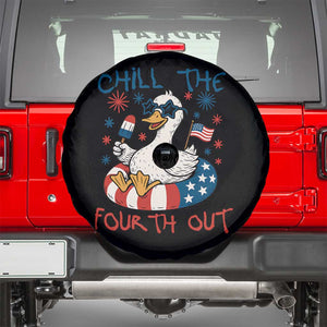 Funny Goose 4th of July Spare Tire Cover Chill the Fourth Out Patriotic Humor with Summer Vibes TS02 Black Print Your Wear