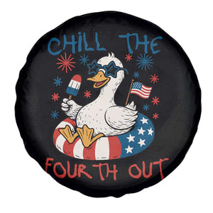 Funny Goose 4th of July Spare Tire Cover Chill the Fourth Out Patriotic Humor with Summer Vibes TS02 Print Your Wear