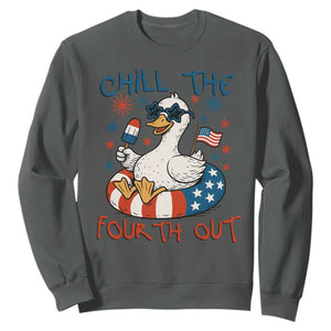 Funny Goose 4th of July Sweatshirt Chill the Fourth Out Patriotic Humor with Summer Vibes TS02 Dark Heather Print Your Wear
