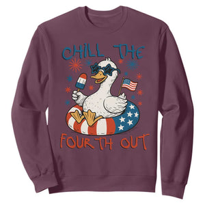 Funny Goose 4th of July Sweatshirt Chill the Fourth Out Patriotic Humor with Summer Vibes TS02 Maroon Print Your Wear