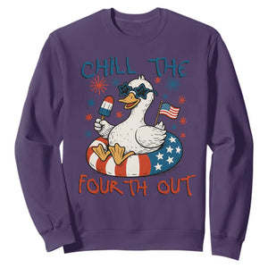 Funny Goose 4th of July Sweatshirt Chill the Fourth Out Patriotic Humor with Summer Vibes TS02 Purple Print Your Wear