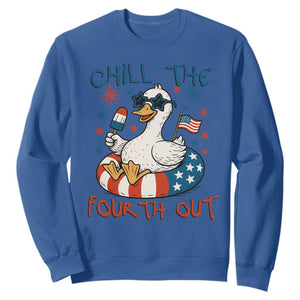 Funny Goose 4th of July Sweatshirt Chill the Fourth Out Patriotic Humor with Summer Vibes TS02 Royal Blue Print Your Wear