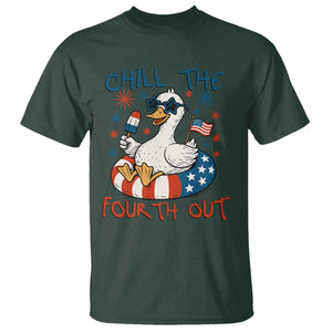 Funny Goose 4th of July T Shirt Chill the Fourth Out Patriotic Humor with Summer Vibes TS02 Dark Forest Green Print Your Wear