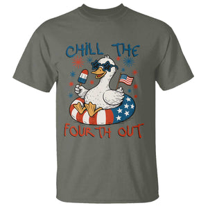 Funny Goose 4th of July T Shirt Chill the Fourth Out Patriotic Humor with Summer Vibes TS02 Military Green Print Your Wear