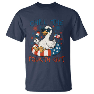 Funny Goose 4th of July T Shirt Chill the Fourth Out Patriotic Humor with Summer Vibes TS02 Navy Print Your Wear