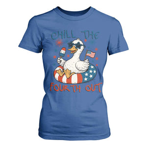 Funny Goose 4th of July T Shirt For Women Chill the Fourth Out Patriotic Humor with Summer Vibes TS02 Royal Blue Print Your Wear